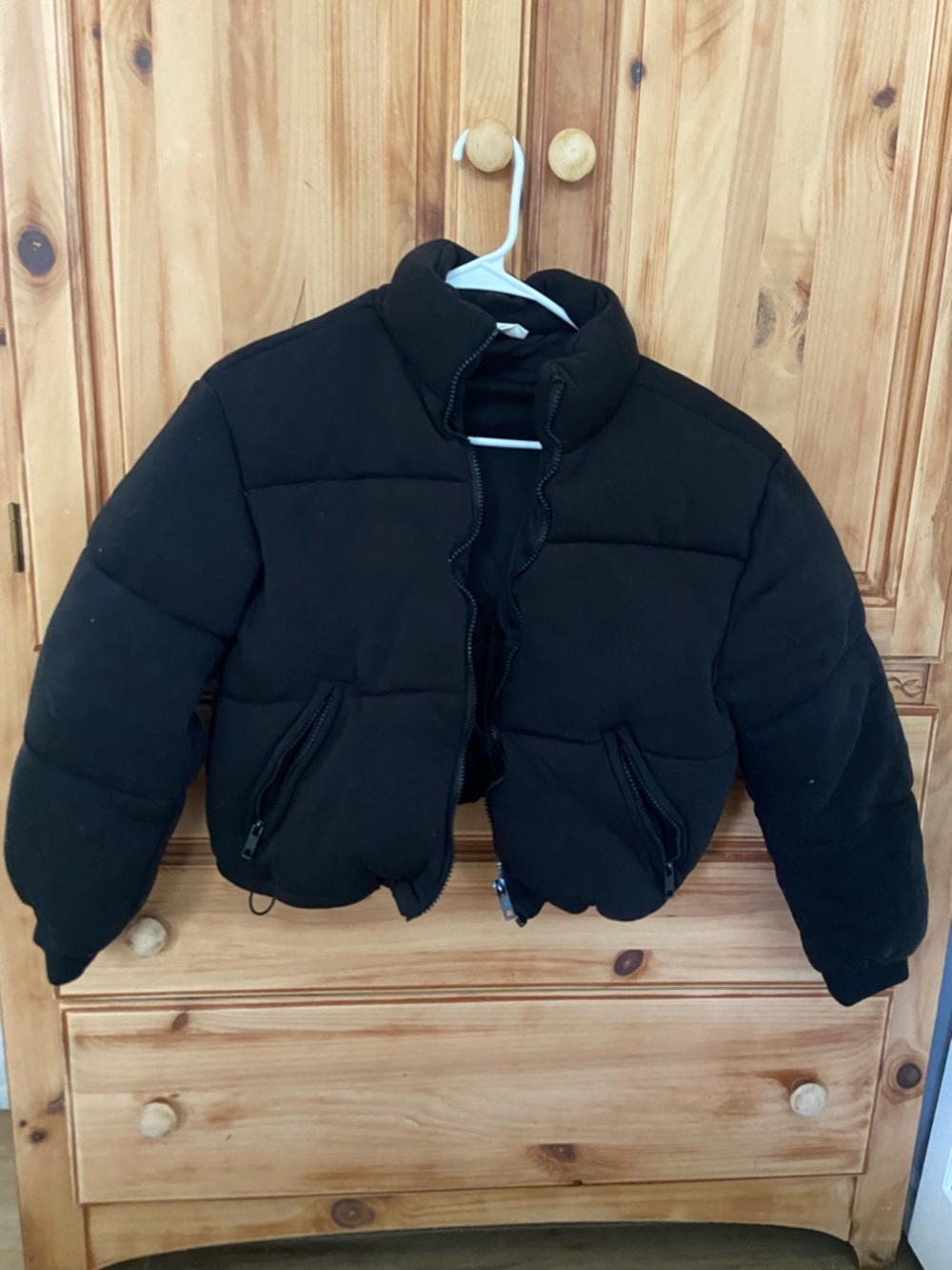 Black Cropped Puffer Jacket